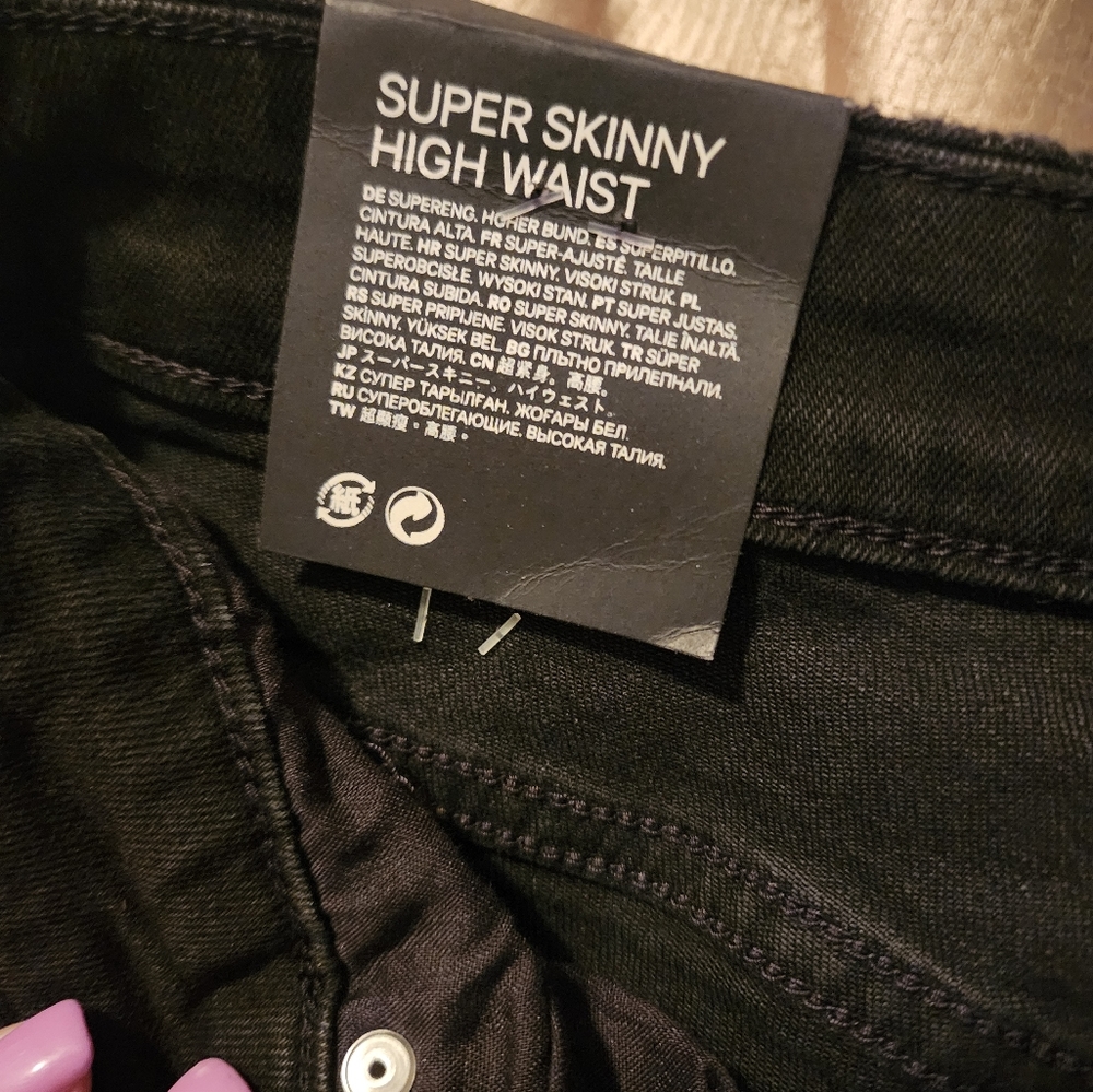 H&M Black Sequin Jeans size 10 - Picture 2 of 8